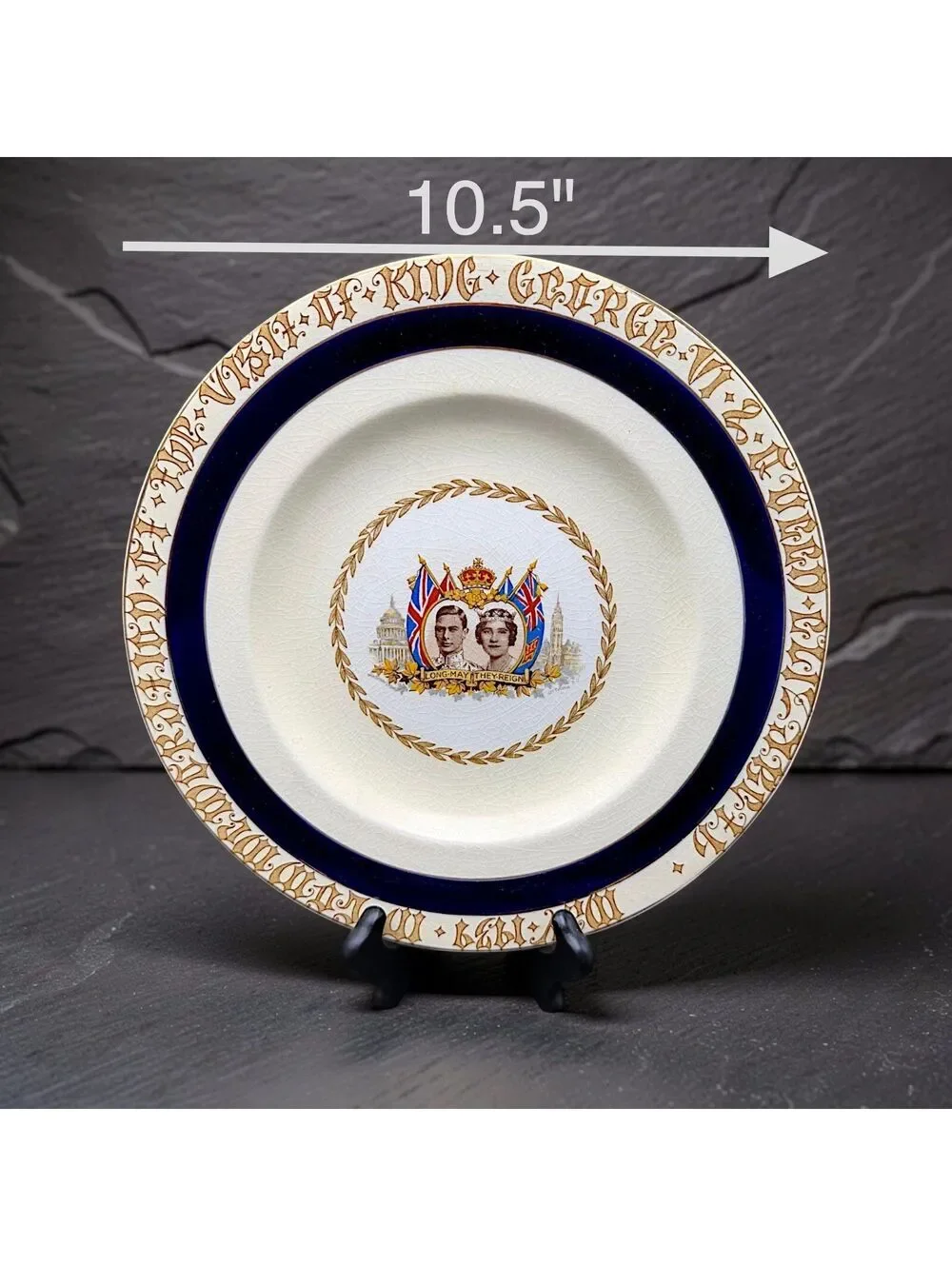 Vtg 1939 King George VI Queen Elizabeth Royal Visit Plate Canada USA 10.5